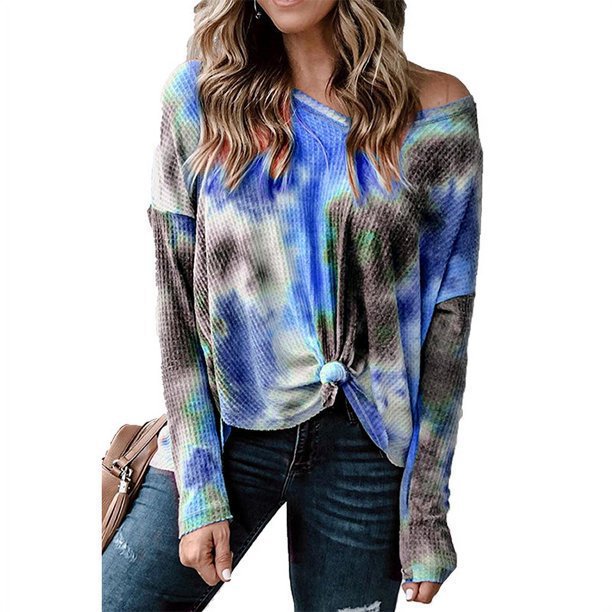 Dame afslappet knap-top med sideknude Stilla