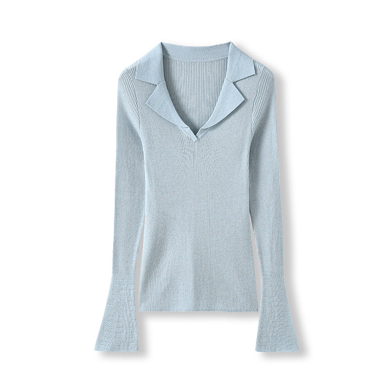 Femme Glockenærme V-Udskæring Pullover Stilla