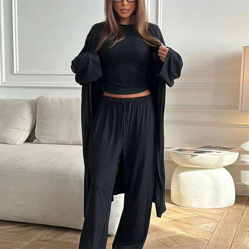 Dame afslappet lounge-sæt med bred top og elastisk bukser Stilla