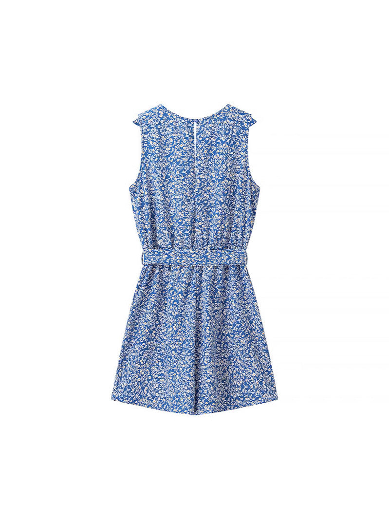 Dame jumpsuit med legende flæse-design og blomstermønster Stilla