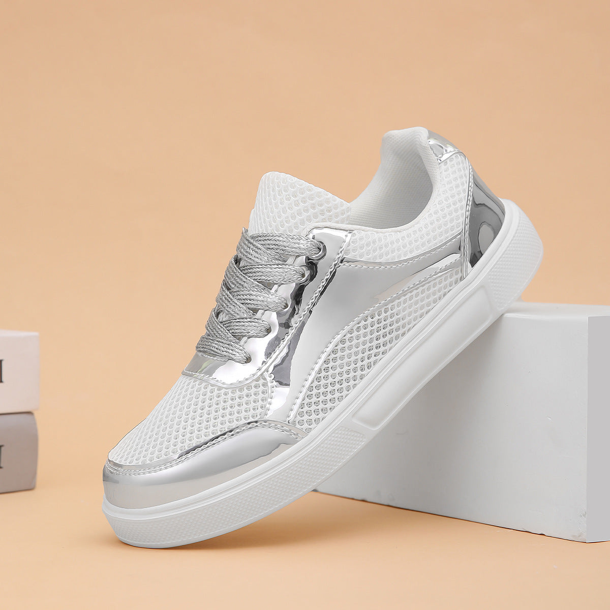 Dame Metallic Mesh Mode Sneakers Stilla