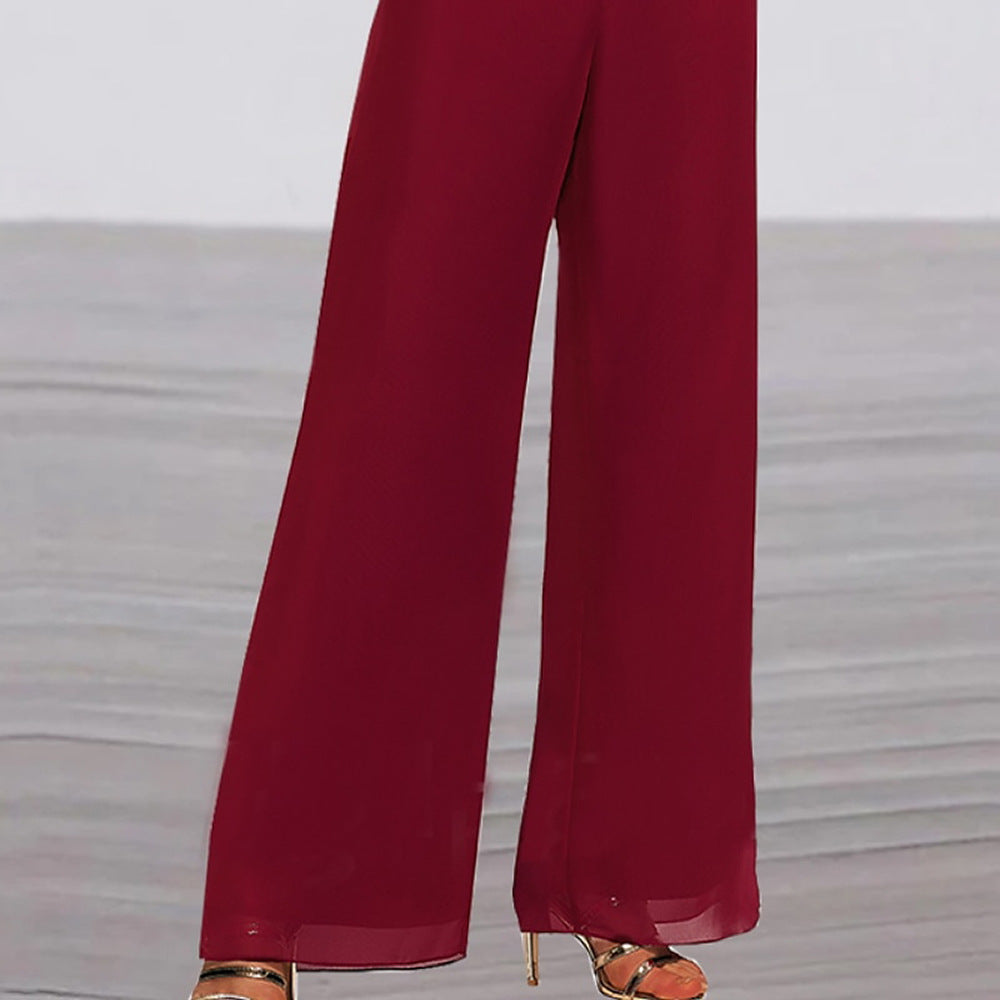 Dame elegant Jumpsuit med vidde ben og suave stropper Stilla