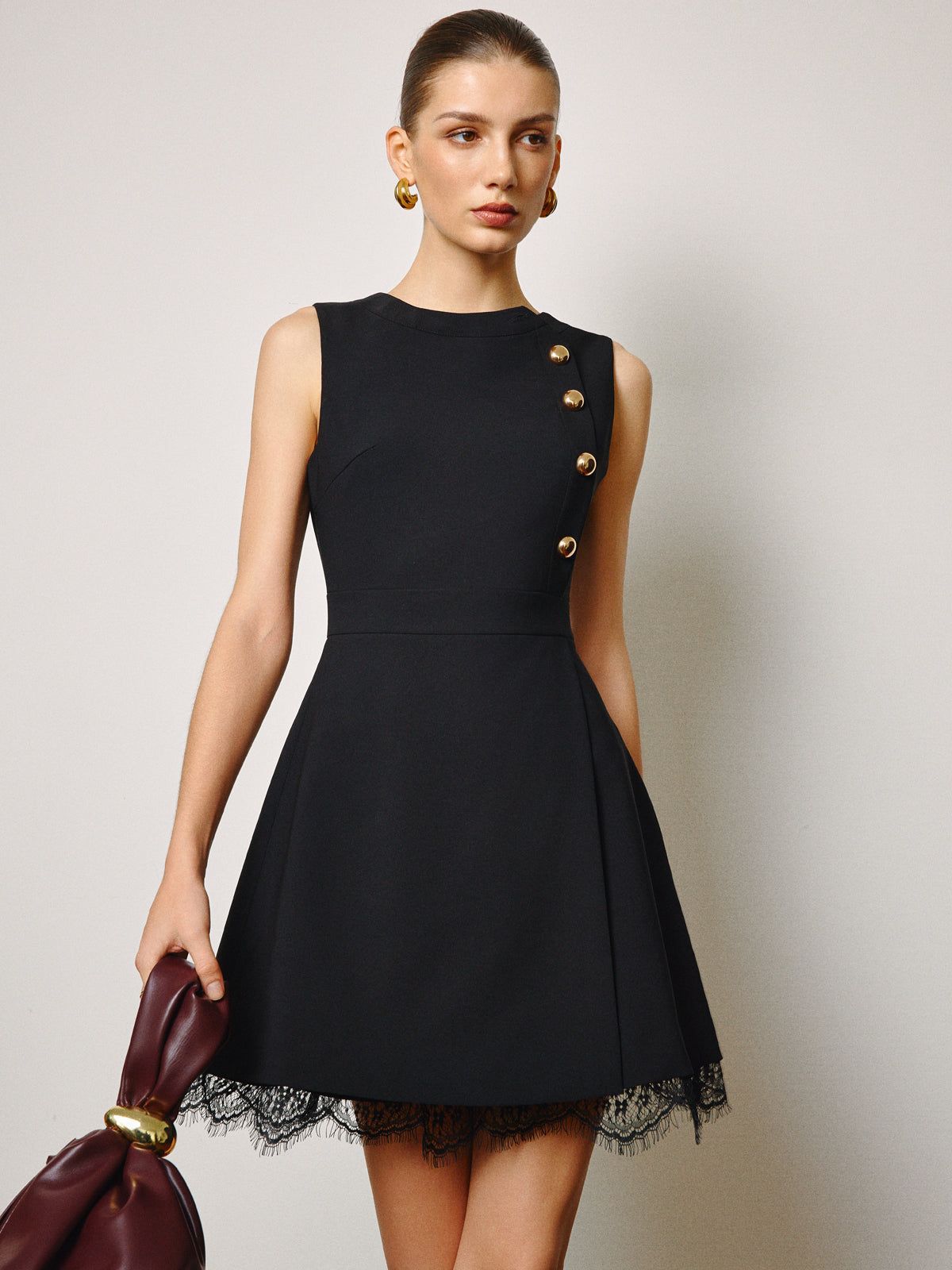 Dame A-linje kjole med spidskant Stilla