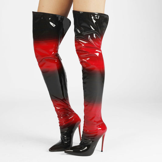 Femme Højglans Over-knæ Stiletto-støvler Stilla