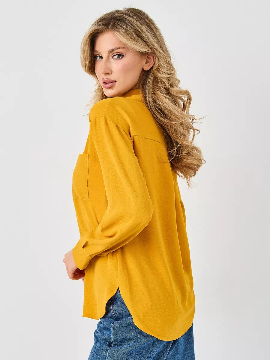 Dame afslappet overshirt med button-down-krave og brystlomme Stilla