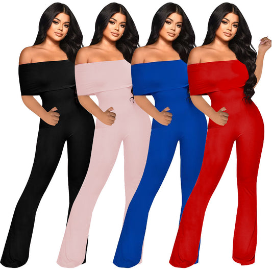 Damer elegant jumpsuit med off-shoulder design og bred ben Stilla