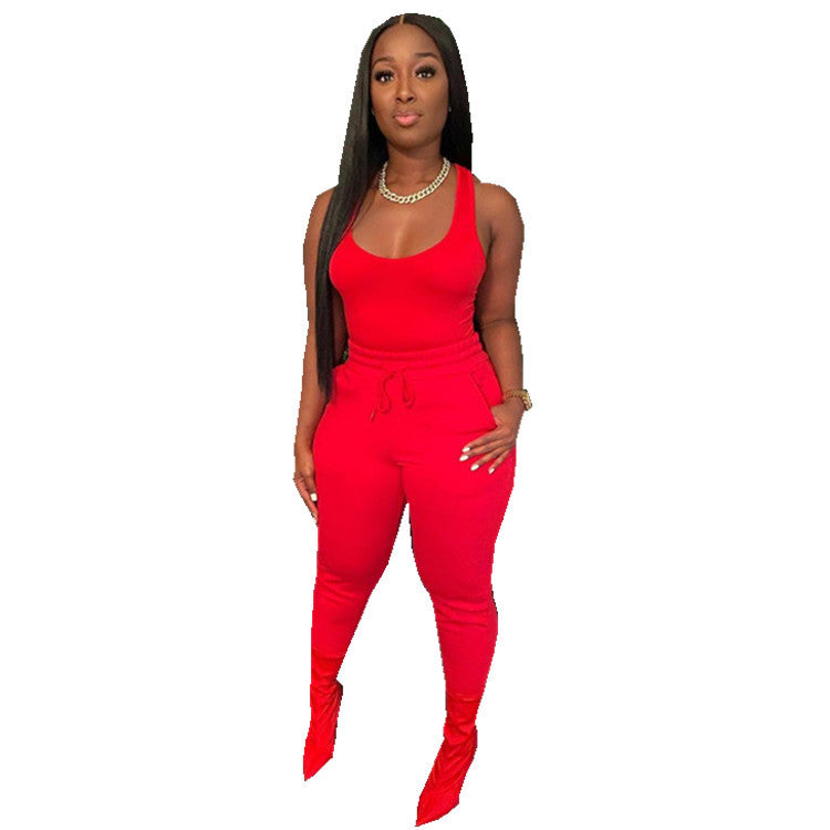 Dame Sporty Jumpsuit med dyb rund halsudskæring og elastisk talje Stilla