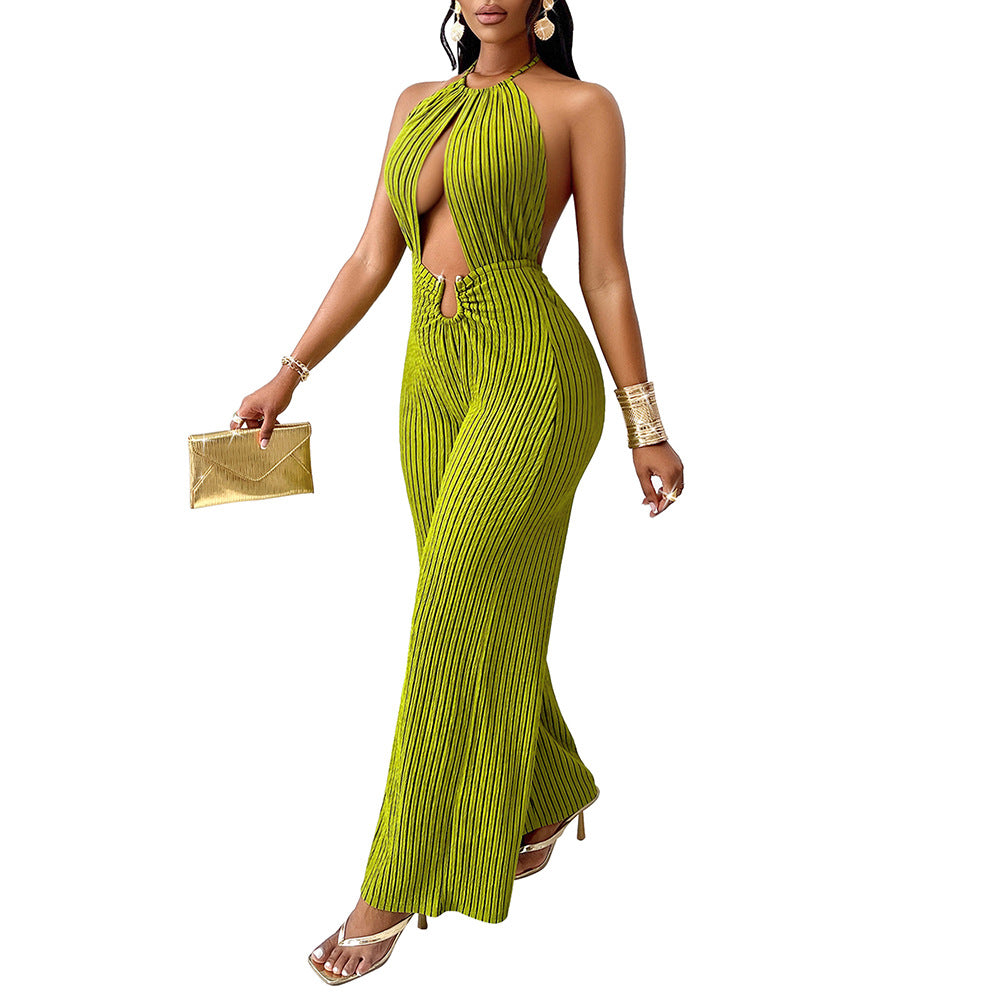 Dame elegant jumpsuit med flot halterneck og sidelæns cut-outs Stilla