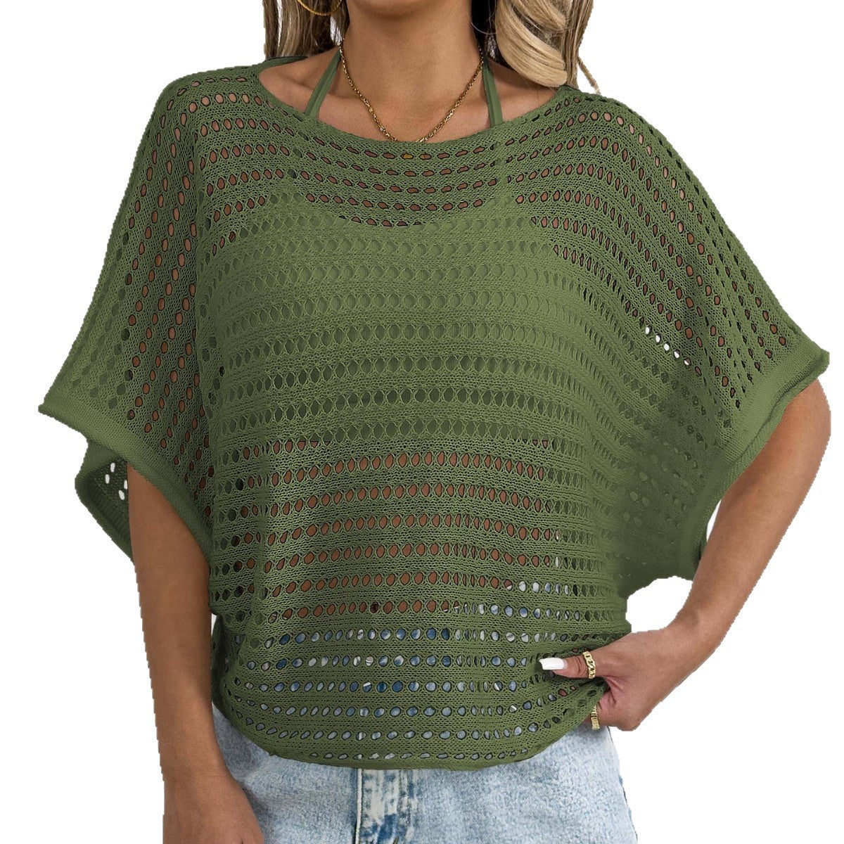 Dame Åben Webart Hæklet Overtræk Top Stilla