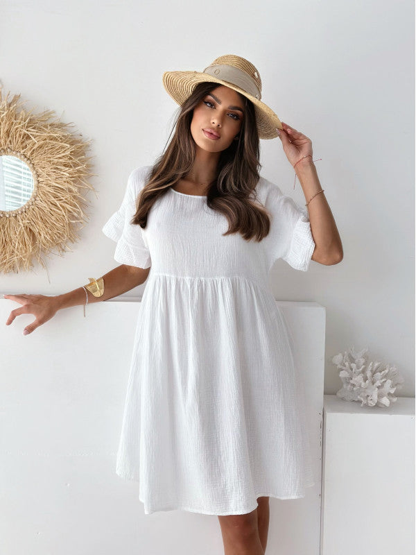 Dame afslappet slå-om-kjole med luftige ærmer og flatterende snit Stilla