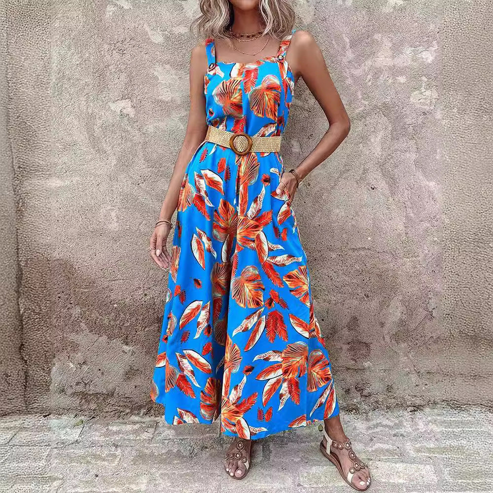 Dame Tropisk Tryk Løs-Ben Jumpsuit Stilla
