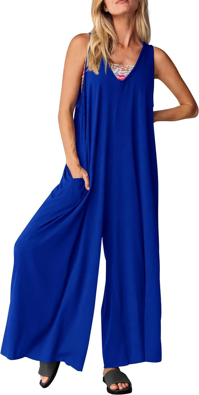 Dame jumpsuit i blødt materiale med sidelommer Stilla