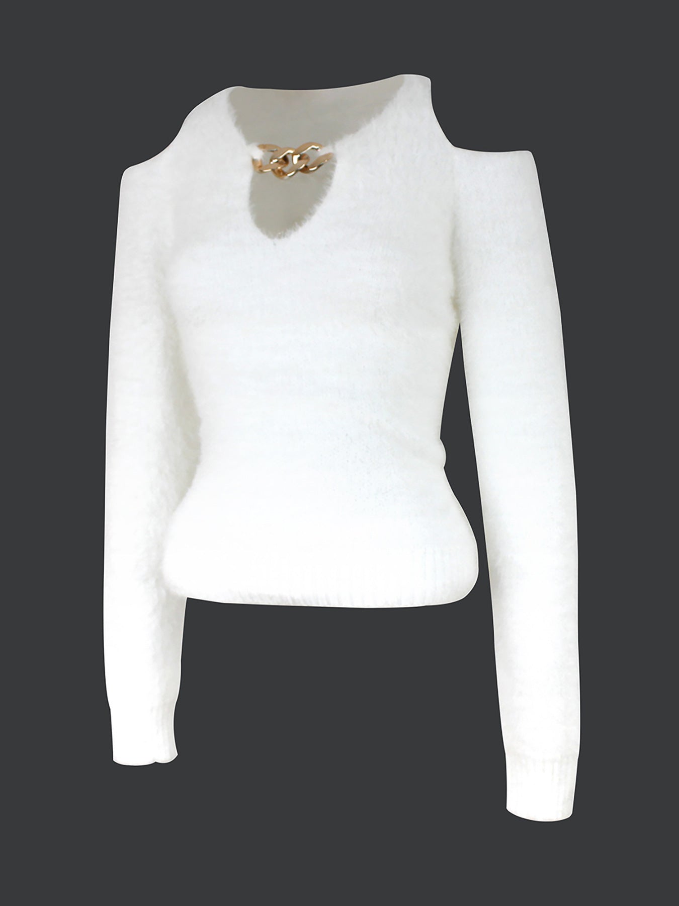 Dame elegant Crop-Pullover med nøgleudskæring og glinsende dekorative detaljer Stilla