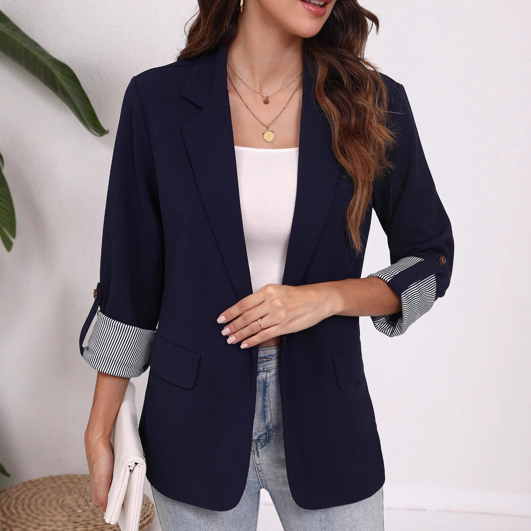 Dame Elegant Blazer med stribede ærmer og klassisk snit Stilla