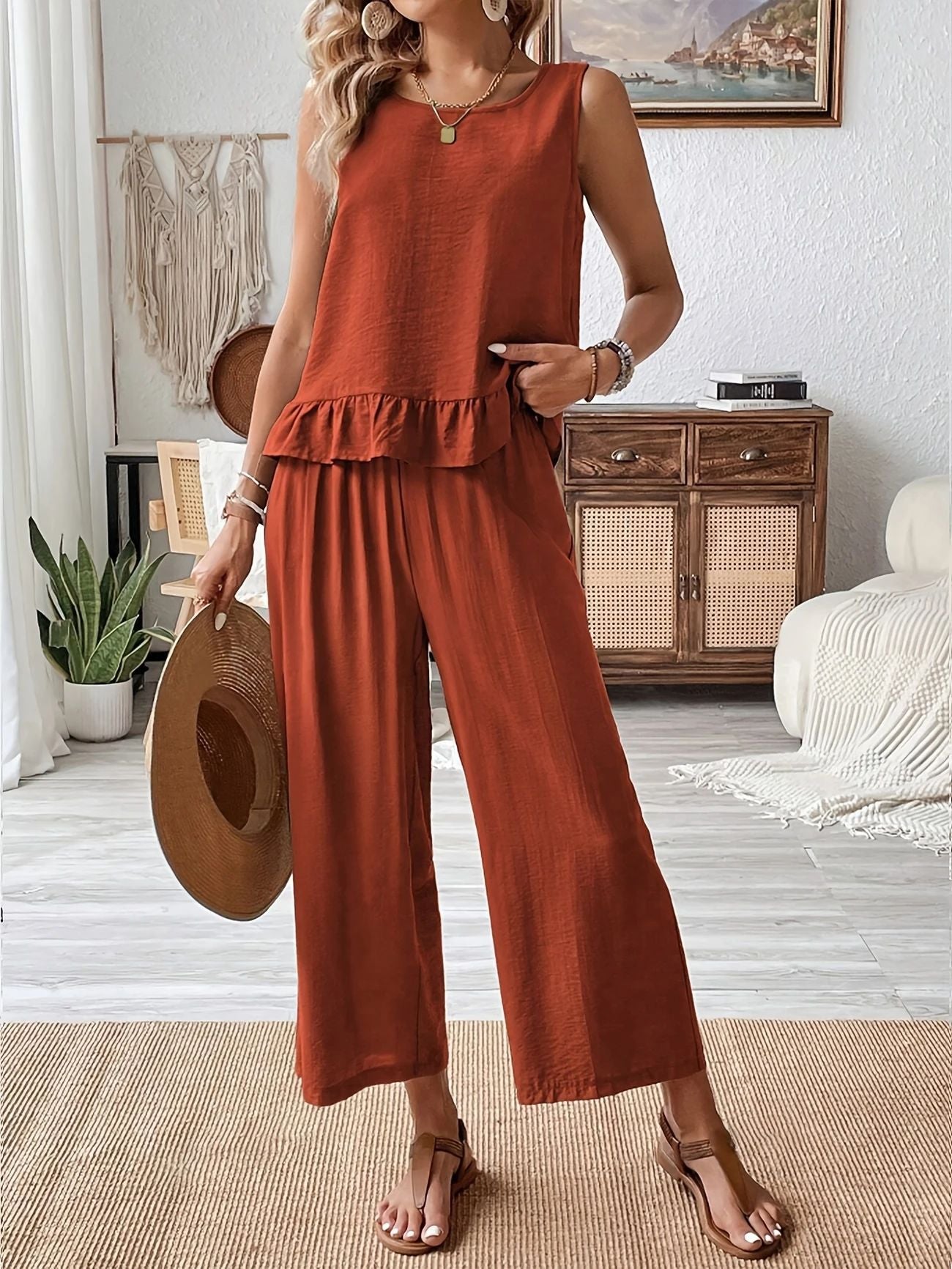 Damer luftig jumpsuit med flæse Stilla
