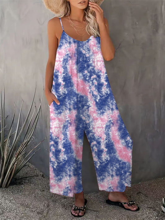 Stilla | Breezy Spring Print Ærmeløs Lang Jumpsuit