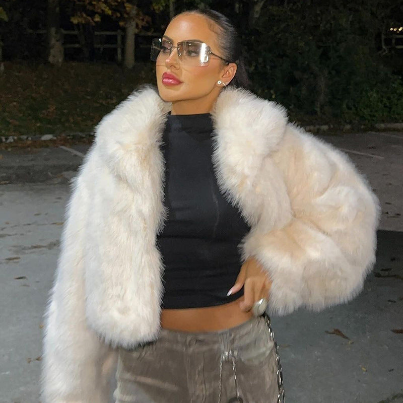 Dame Krammelig Cropped Jakke med elegant Krave Stilla