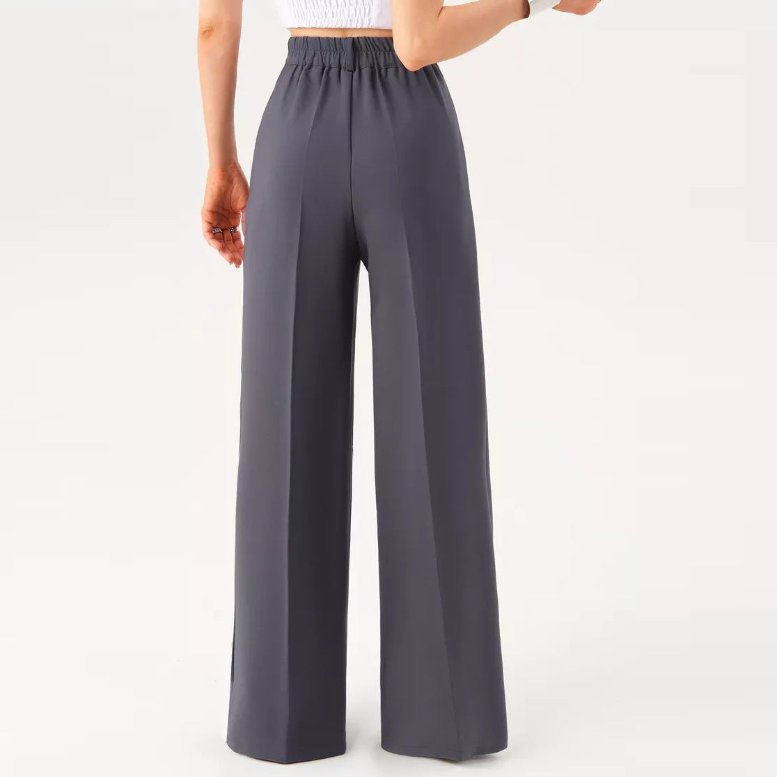 Dame elegant indpakningsoverdel med voluminøse ærmer og højtsiddende palazzo-bukser Stilla