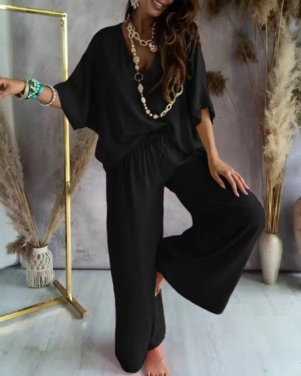 Dame let jumpsuit med bred pasform og elastisk talje Stilla