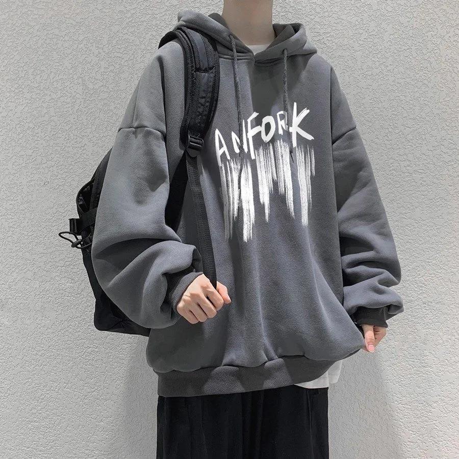 Herrer afslappet oversized hoodie med kreativ grafikdesign Stilla