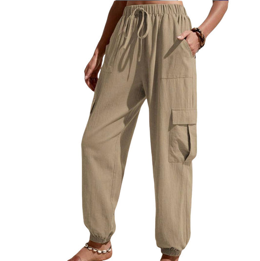 Dame afslappet cargo-bukser med elastisk talje og praktiske lommer Stilla