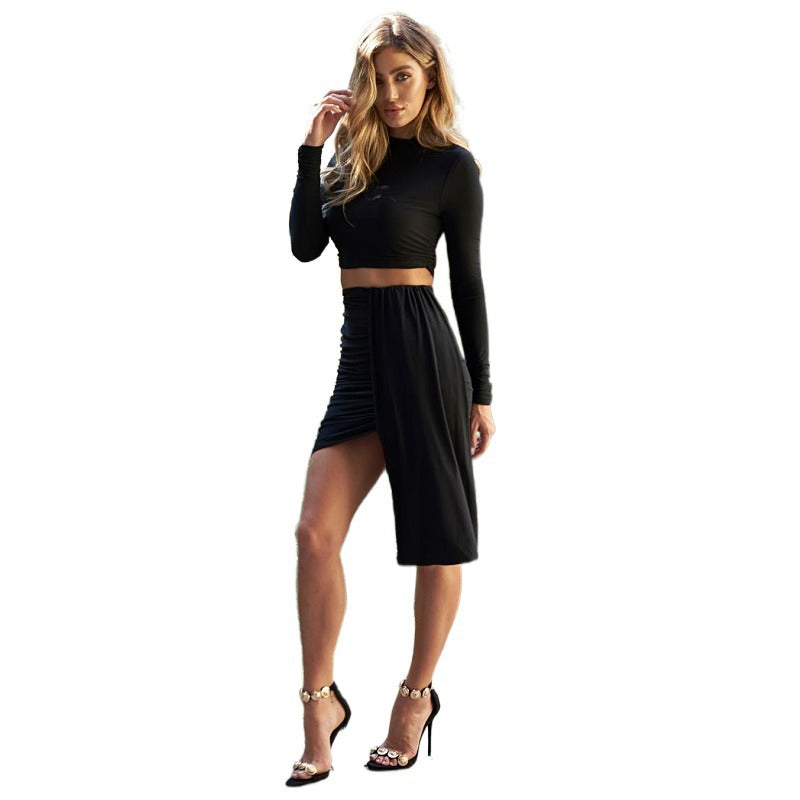 Dame Crop-Top og tætsiddende omslagssygt kombination Stilla