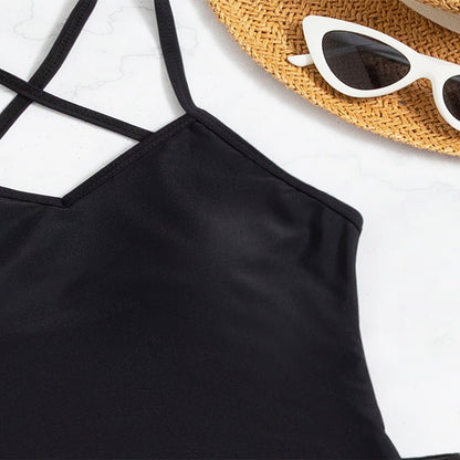 Dame Elegant Halterneck Én-delt Badetøj med gennemsigtig Overlayer Stilla