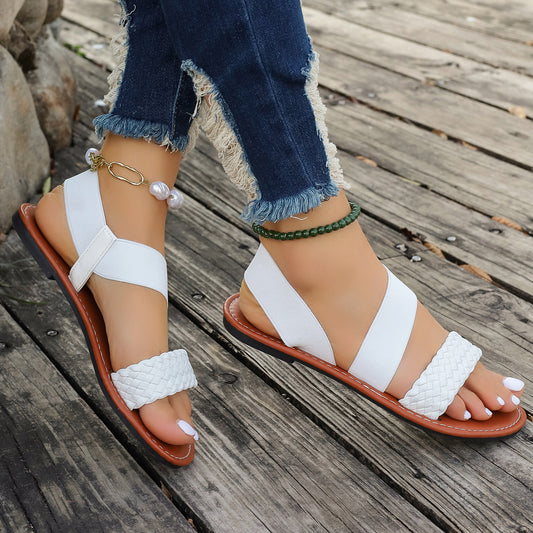 Dame åbne sandaler med flettet design og elastiske stropper Stilla