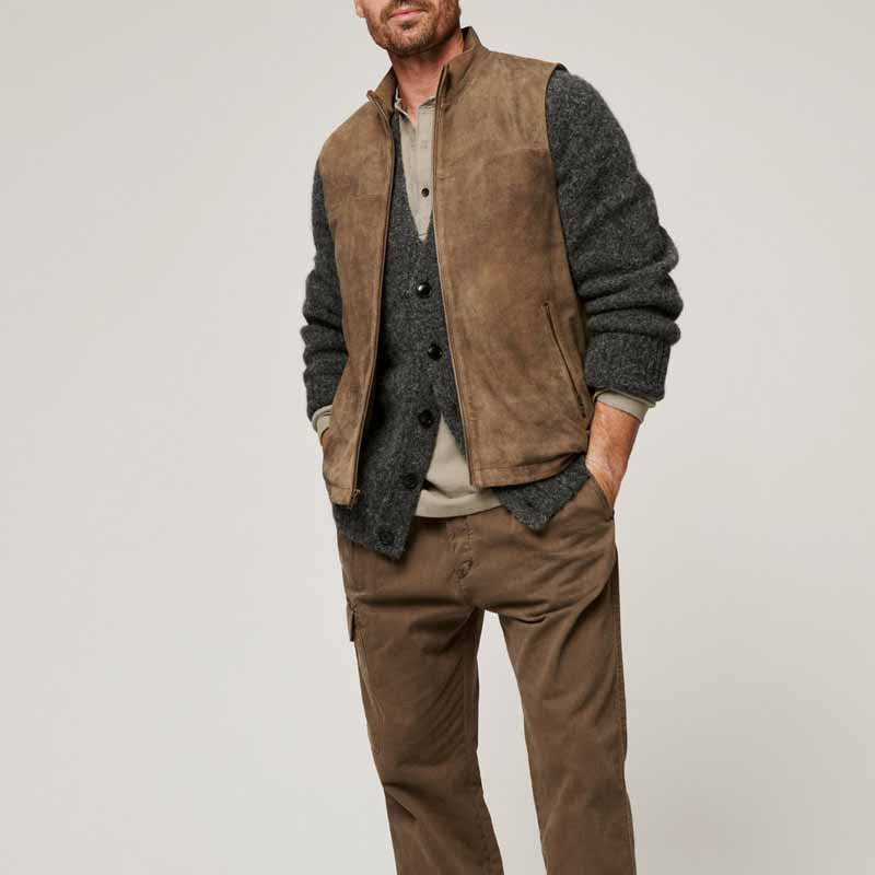 Herrer afslappet vest i ruskind med praktiske lommer Stilla