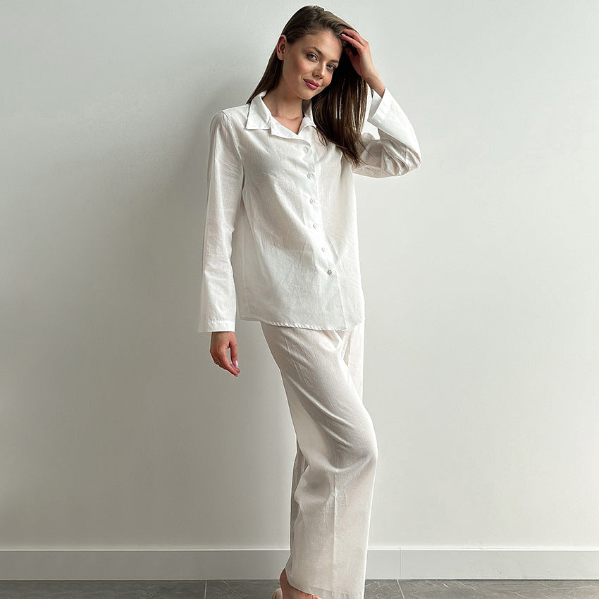 Dame afslappet cropped pyjamasæt med knapdetaljer og elastisk linning Stilla