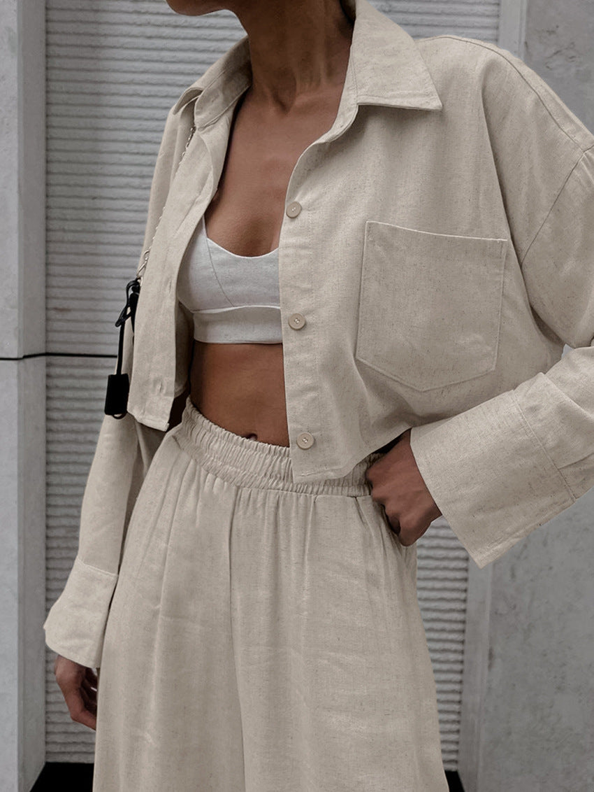 Dame afslappet bluse i åndbart hørmix med påsat lomme og minimalistiske detaljer Stilla