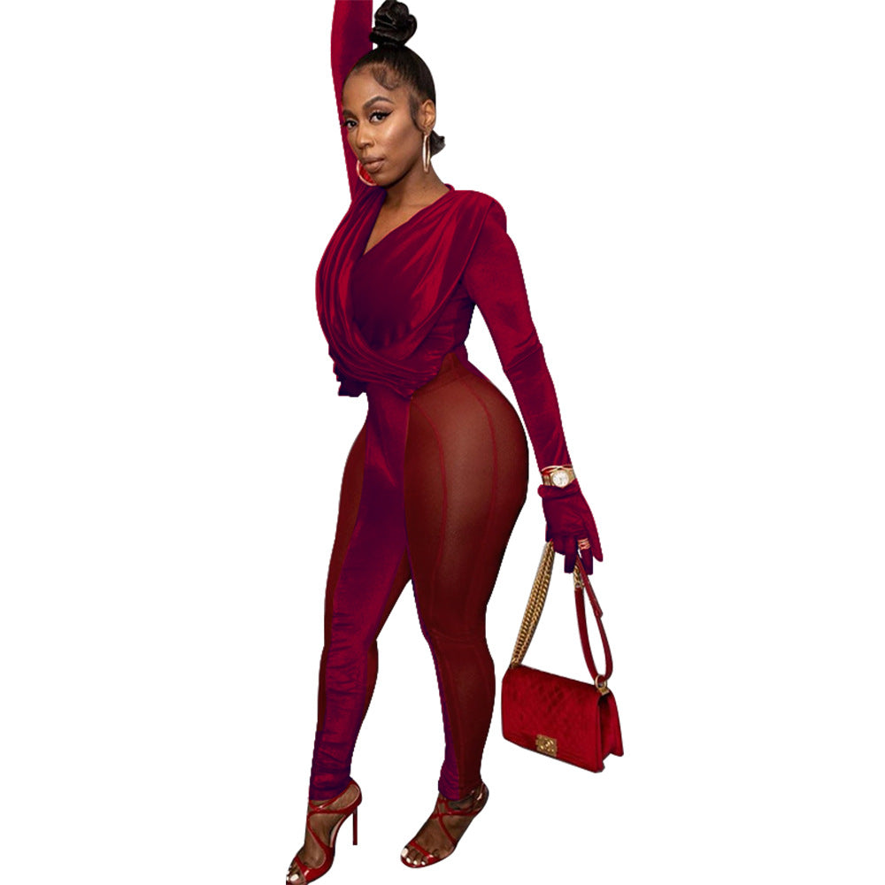 Dame Draperet Jumpsuit med lange ærmer og elegant snit Stilla