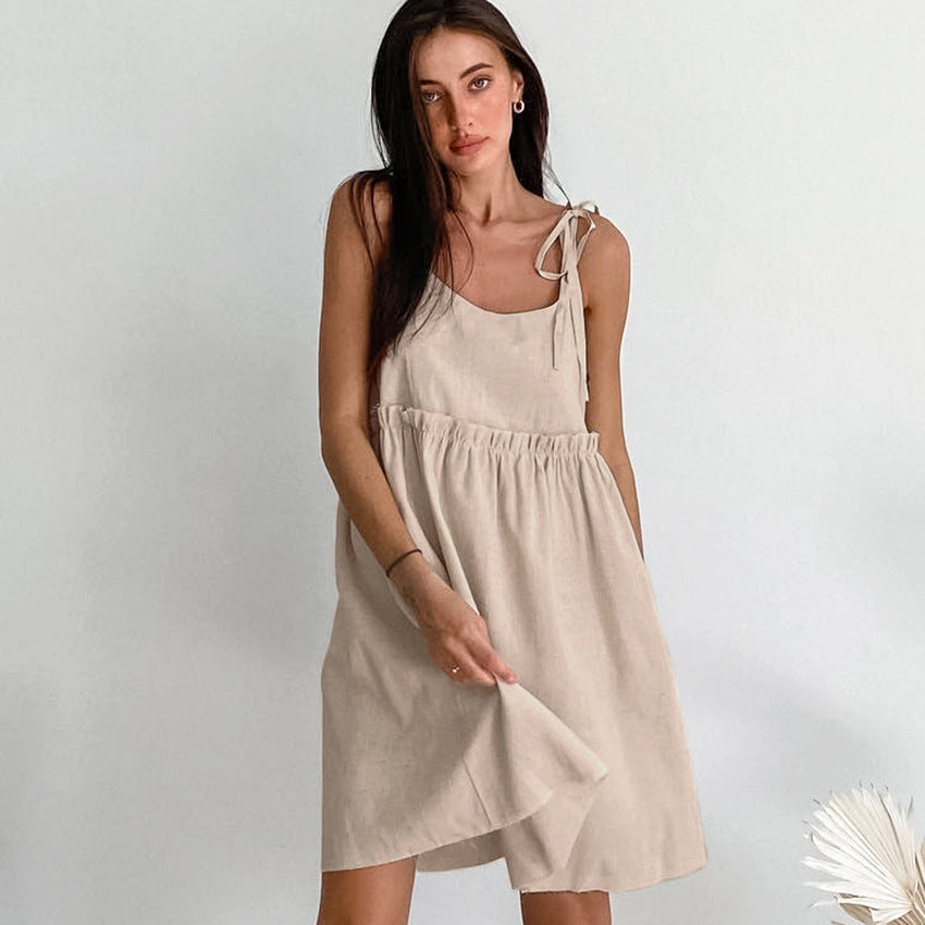 Dame afslappet sommerkjole med justerbare stropper og elastisk bånd Stilla