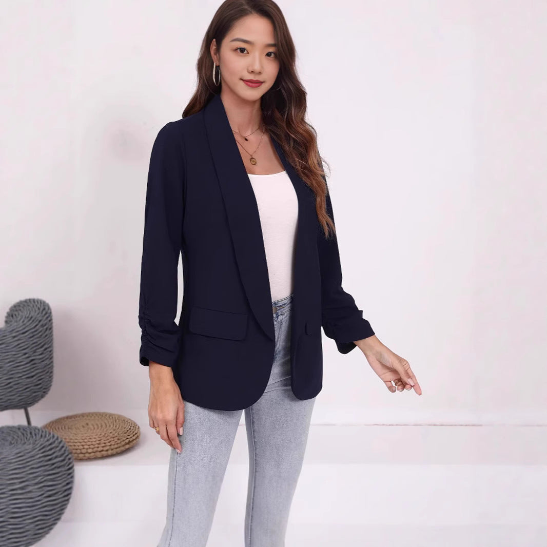 Dame elegant Blazerjakke med smalle revers og praktiske lommer Stilla