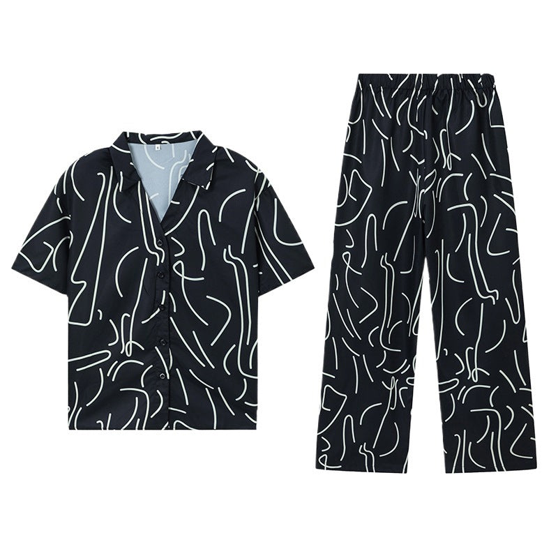 Dame Abstract Print Løs Pasform Loungewear Sæt Stilla