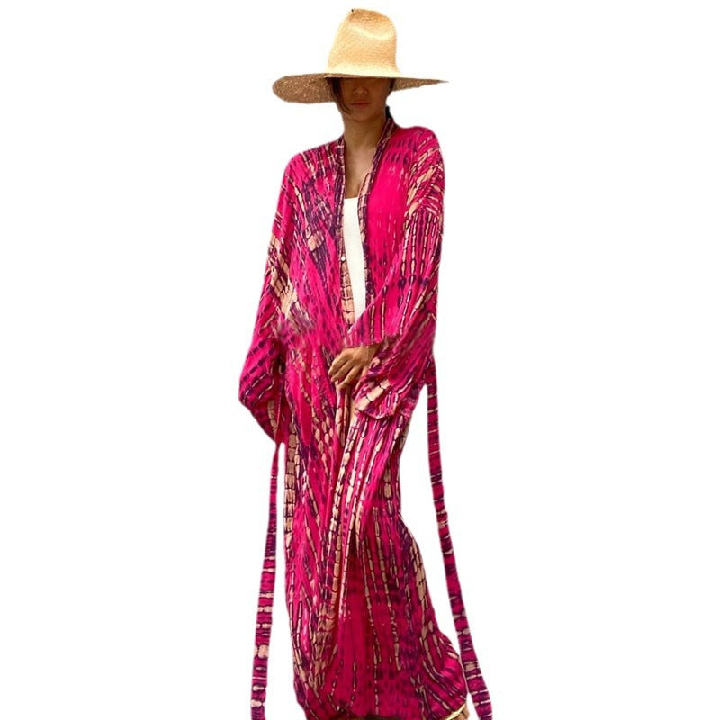 Dame elegant kaftan med legende batikmønster Stilla