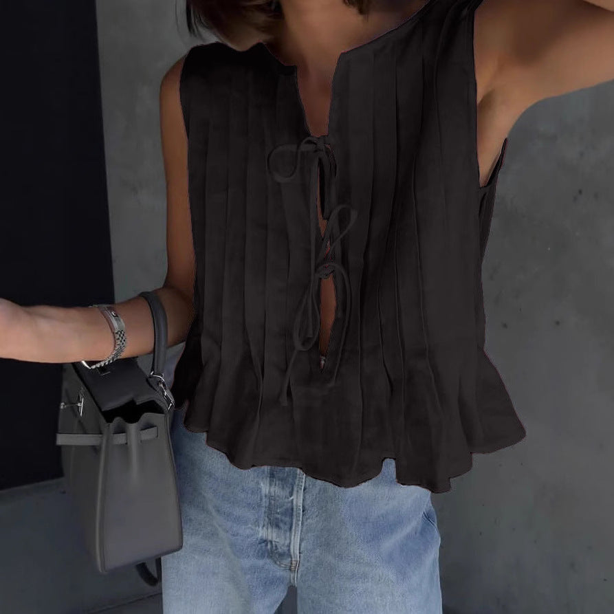 Dame afslappet bluse med smart rynke-design Stilla