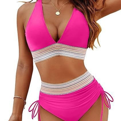 Dame Højtaljet Bikini med lækkert Cut-Out og justerbare stropper Stilla
