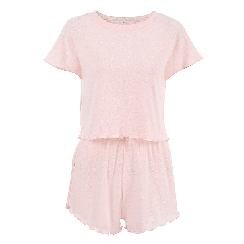 Dame afslappet fritids-sæt med cropped top og korte bukser i åndbart materiale Stilla