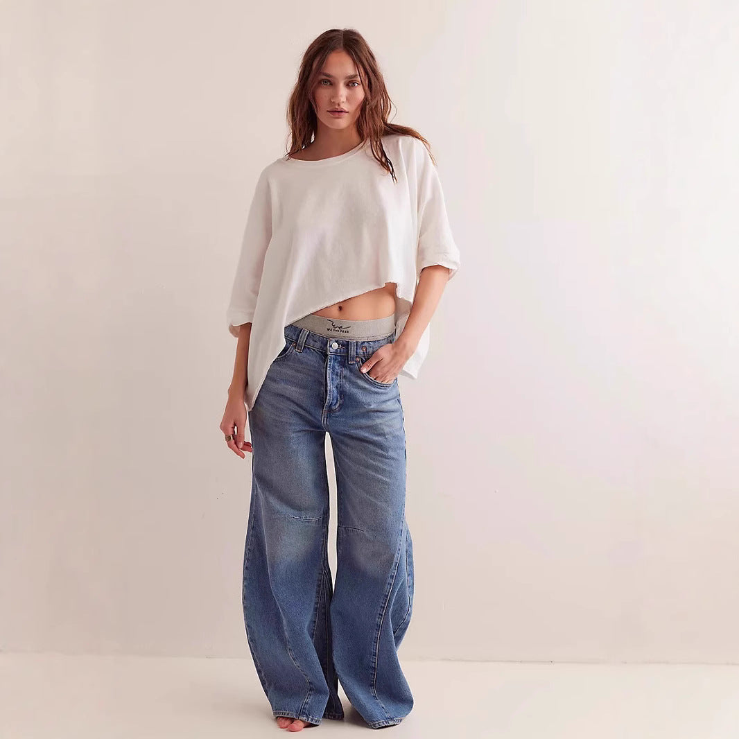 Dame afslappet cropped T-shirt med løs pasform Stilla