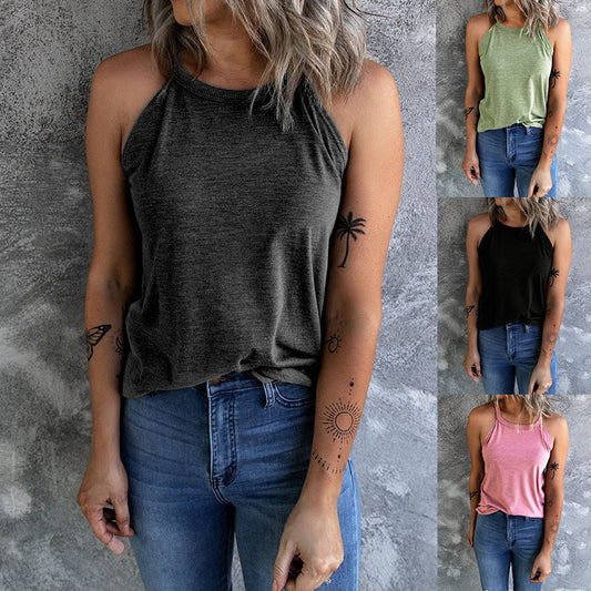 Dame afslappet bomulds-top med høj krave og løs pasform Stilla