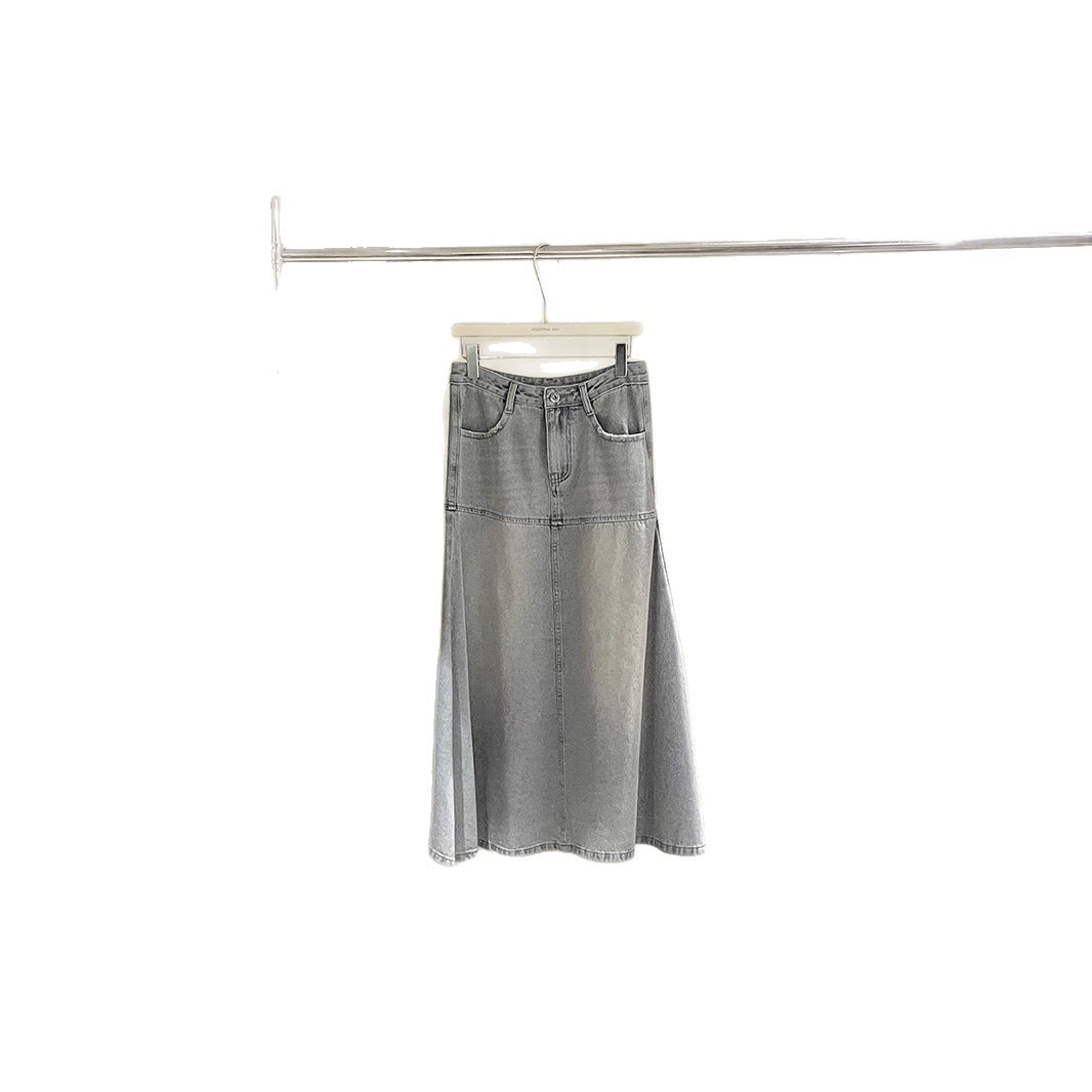 Dame A-linje denim-nederdel med kvalitetsvask og afslappet snit Stilla