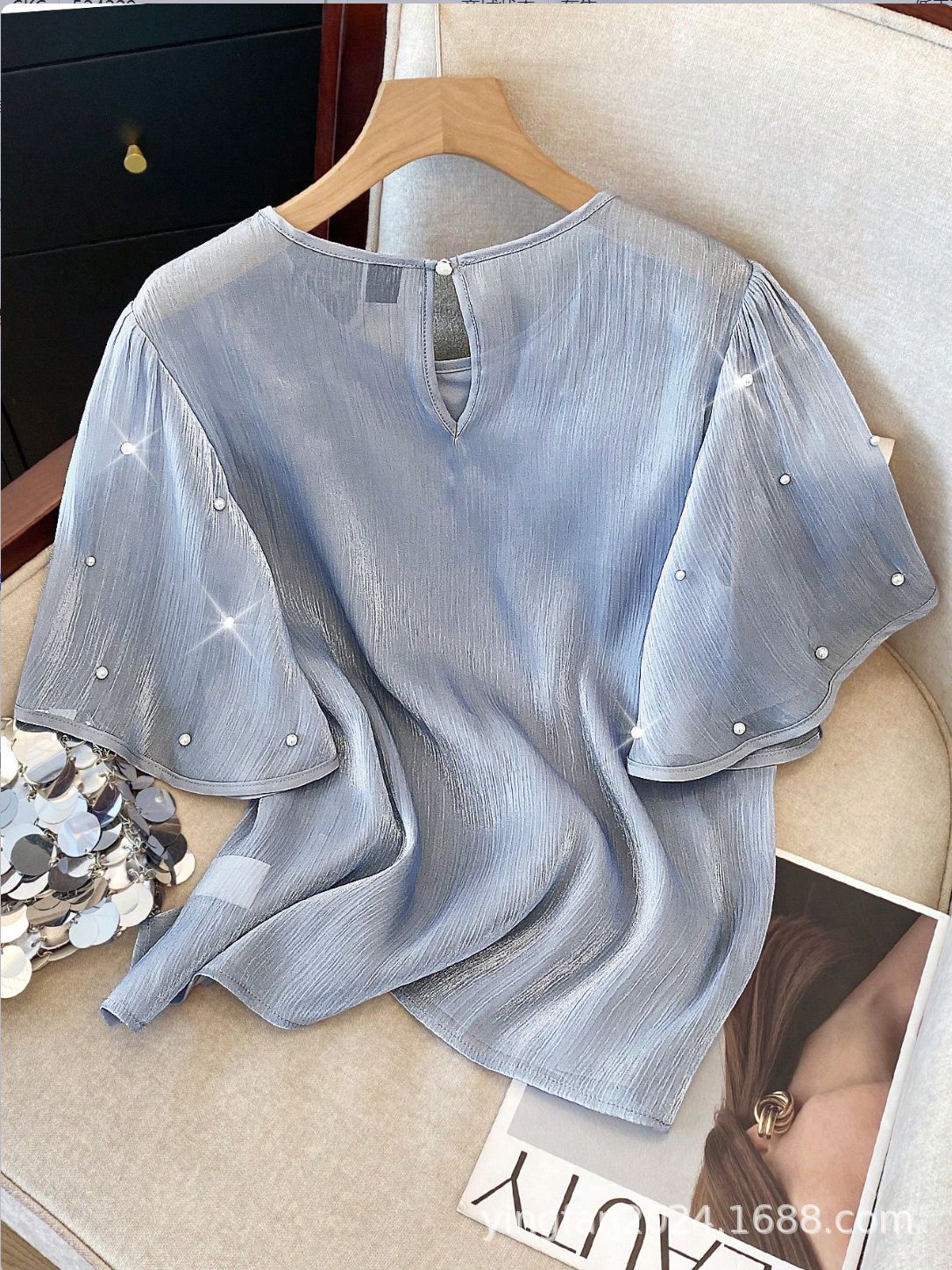 Dame dekoreret puffærme bluse Stilla