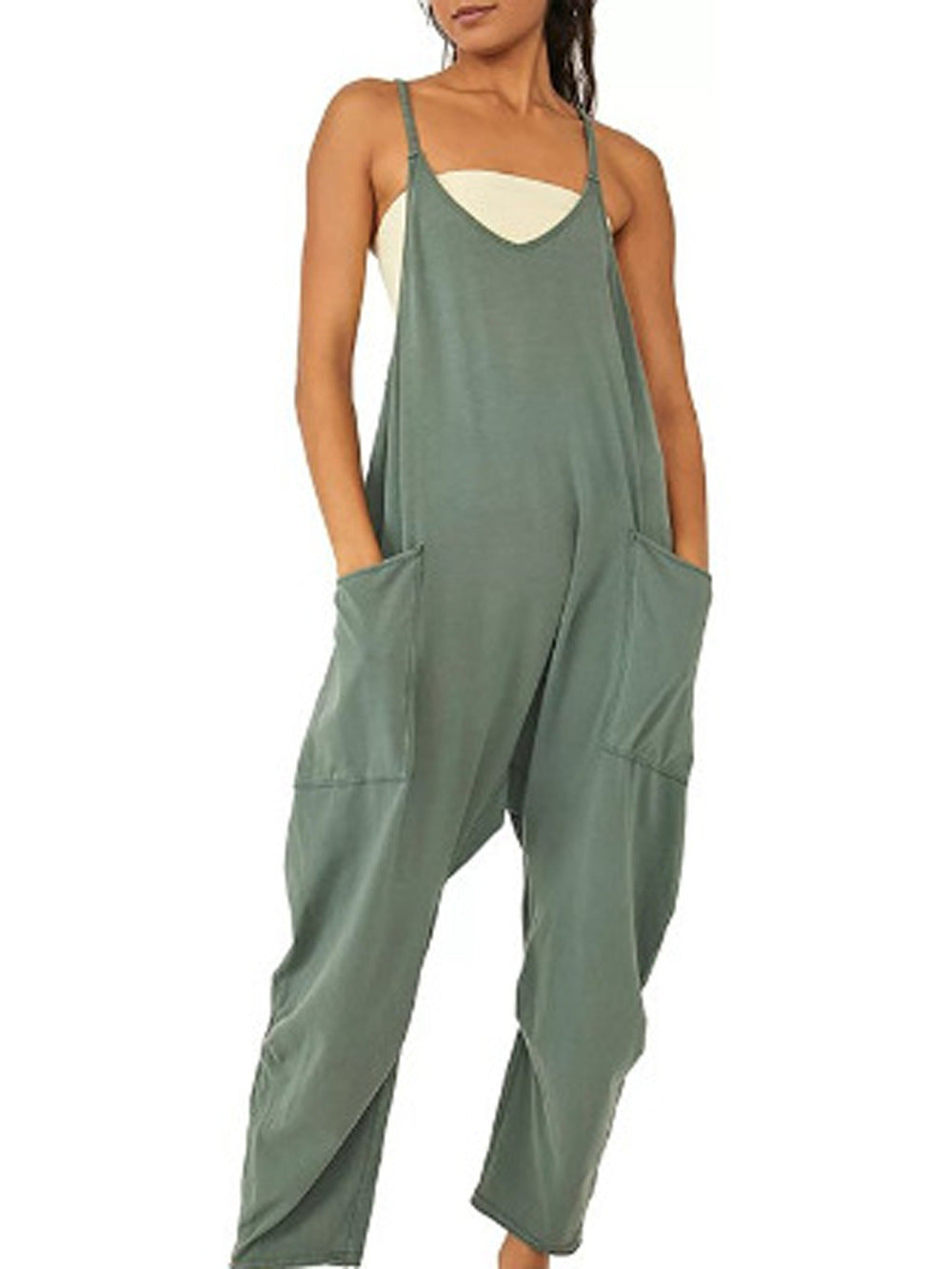Stilla | Trendy Lynlås Lomme Cami Lange Bukser Jumpsuit