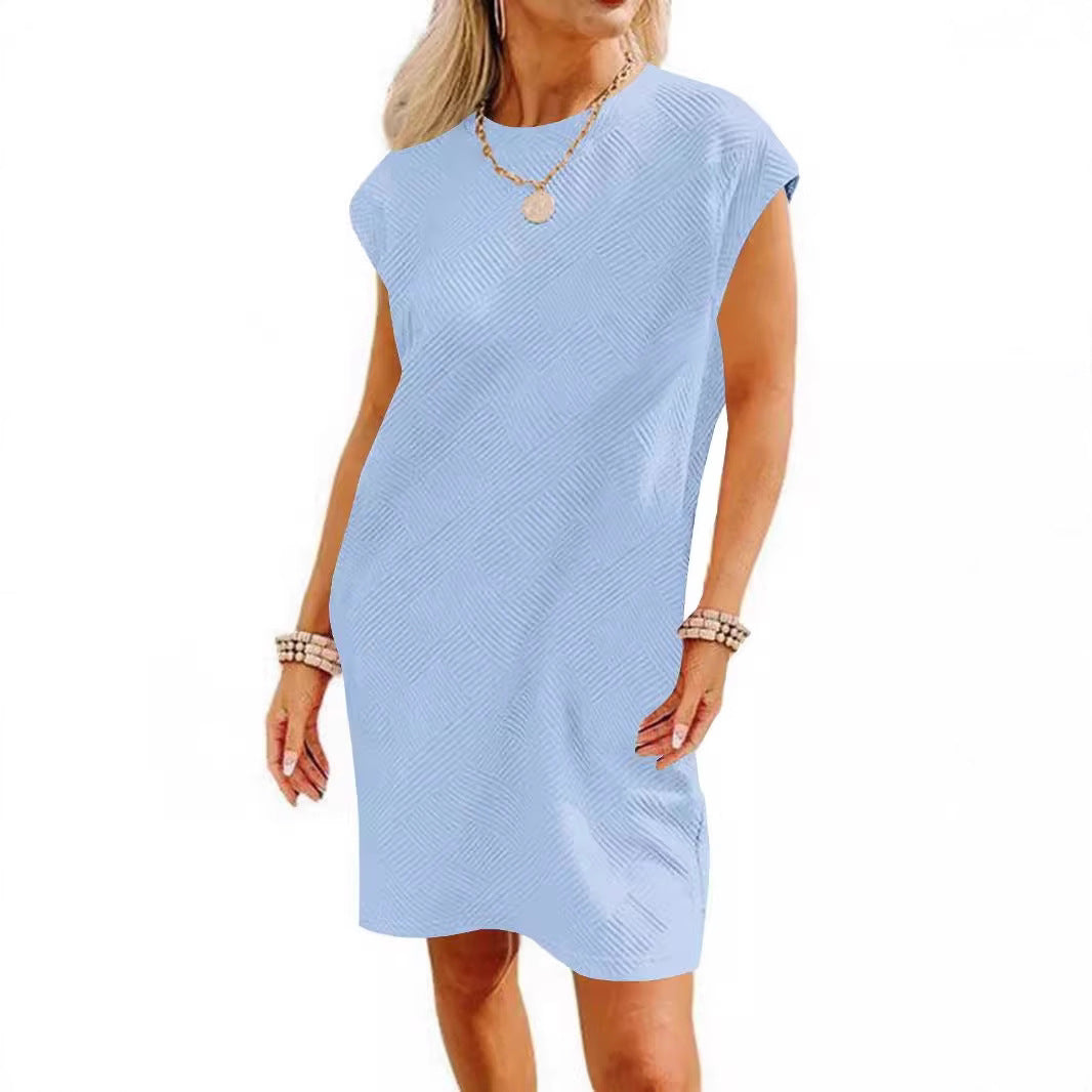 Dame afslappet kort kjole med fashionable struktur mønster og komfortabel pasform Stilla