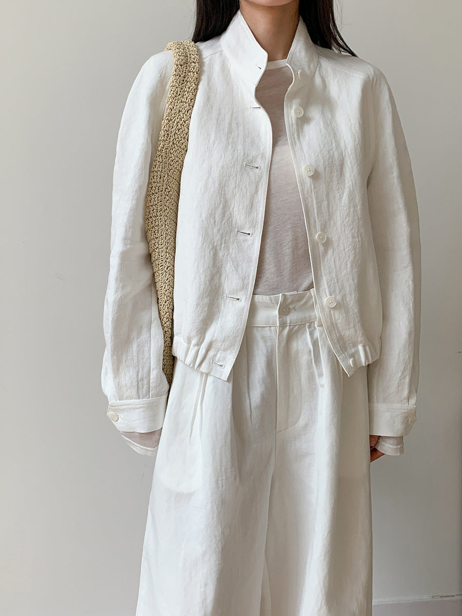 Dame afslappet jakke med knaplukning og elastisk talje Stilla