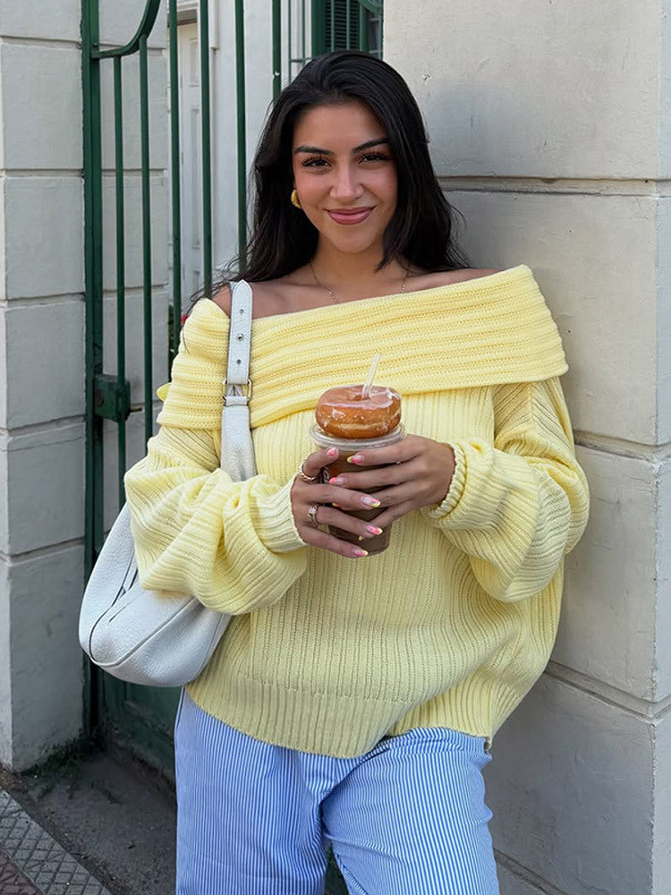 Dame afslappet Off-Shoulder Pullover Stilla