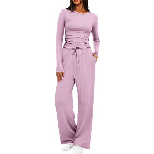 Dame behagelig jumpsuit med lange ærmer og elastisk talje Stilla