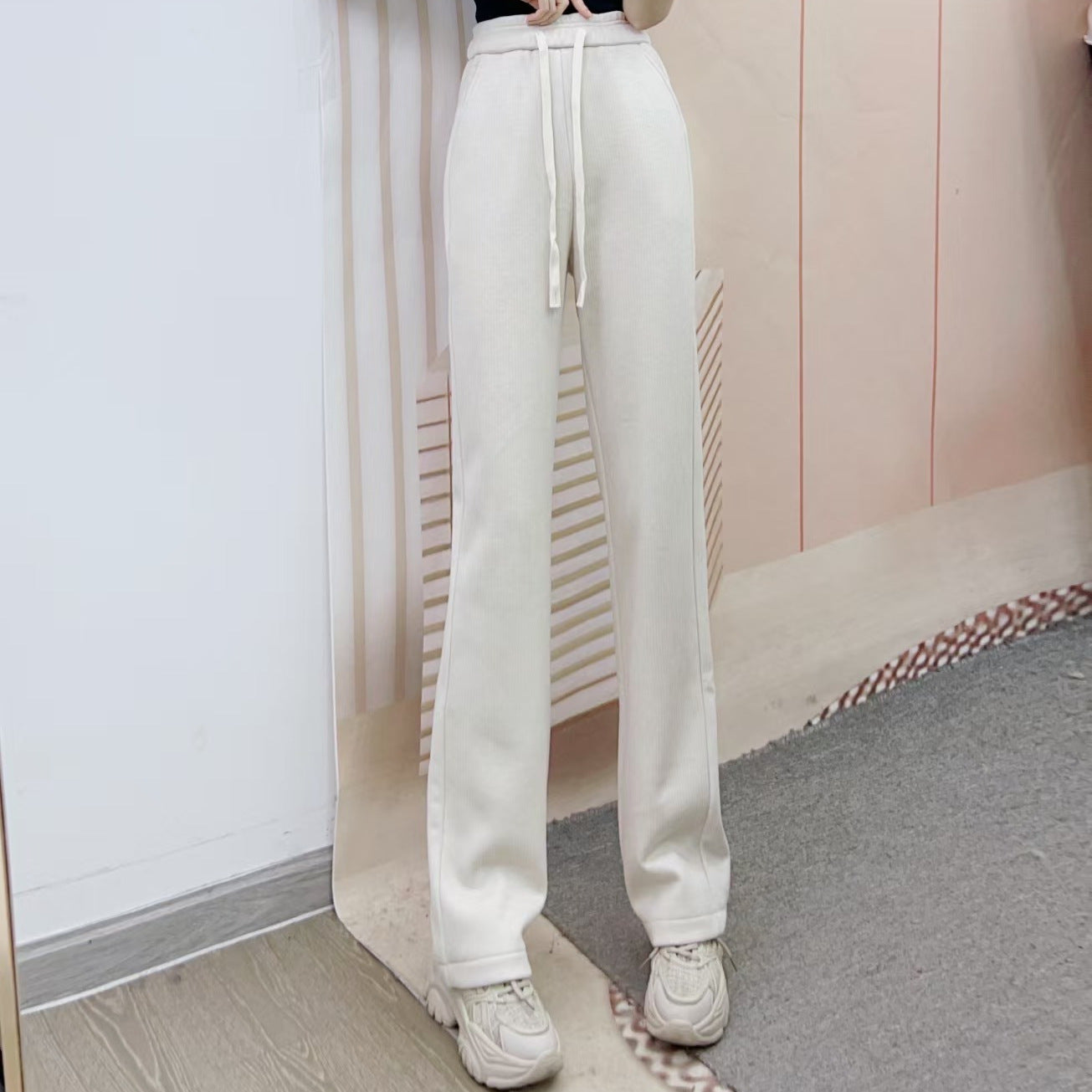 Dame elegant fritidsbukser med høj talje og justerbar snor Stilla