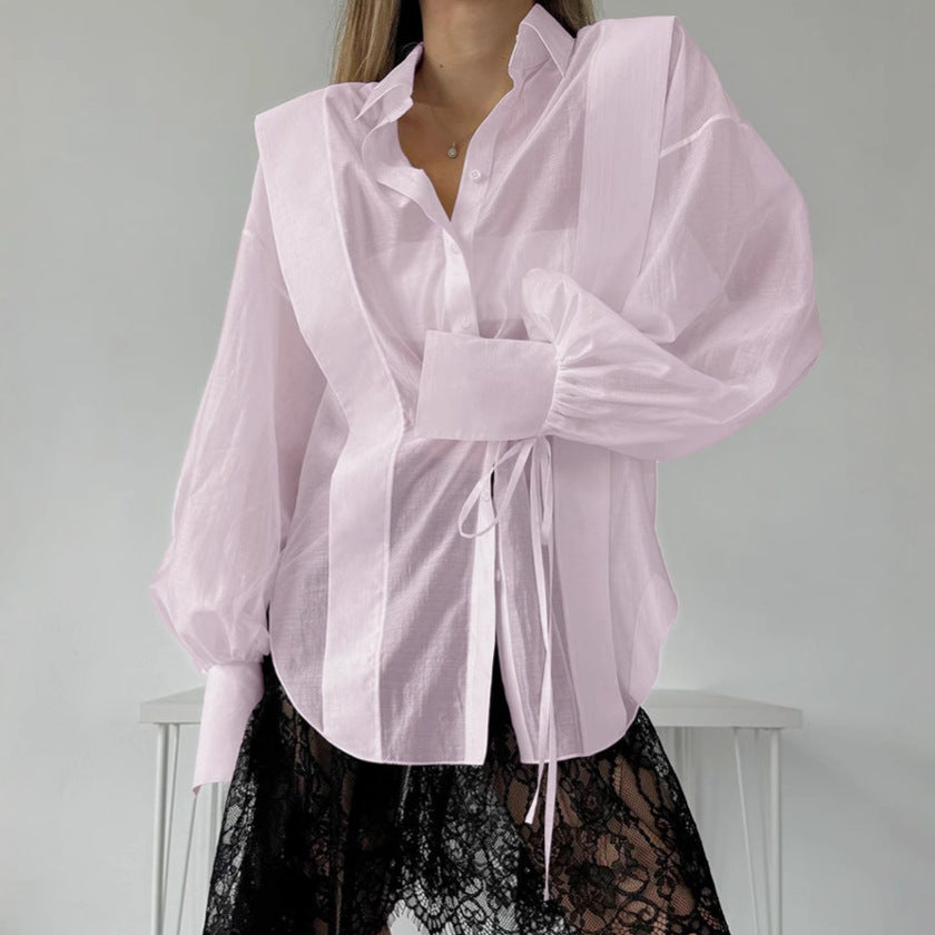 Dame afslappet skjorte med voluminøse ærmer og moderne snit Stilla